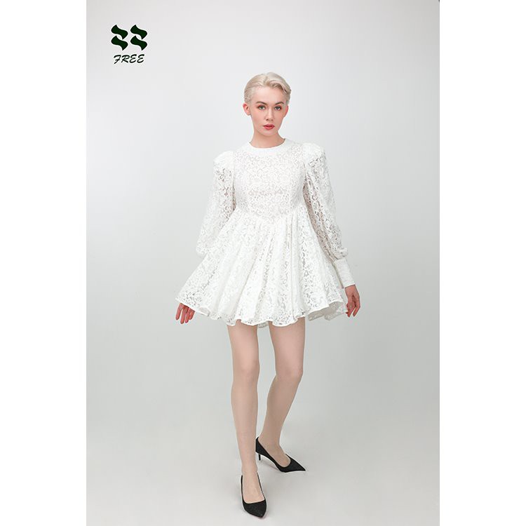 Women's Lace Dress With Pad Shoulder